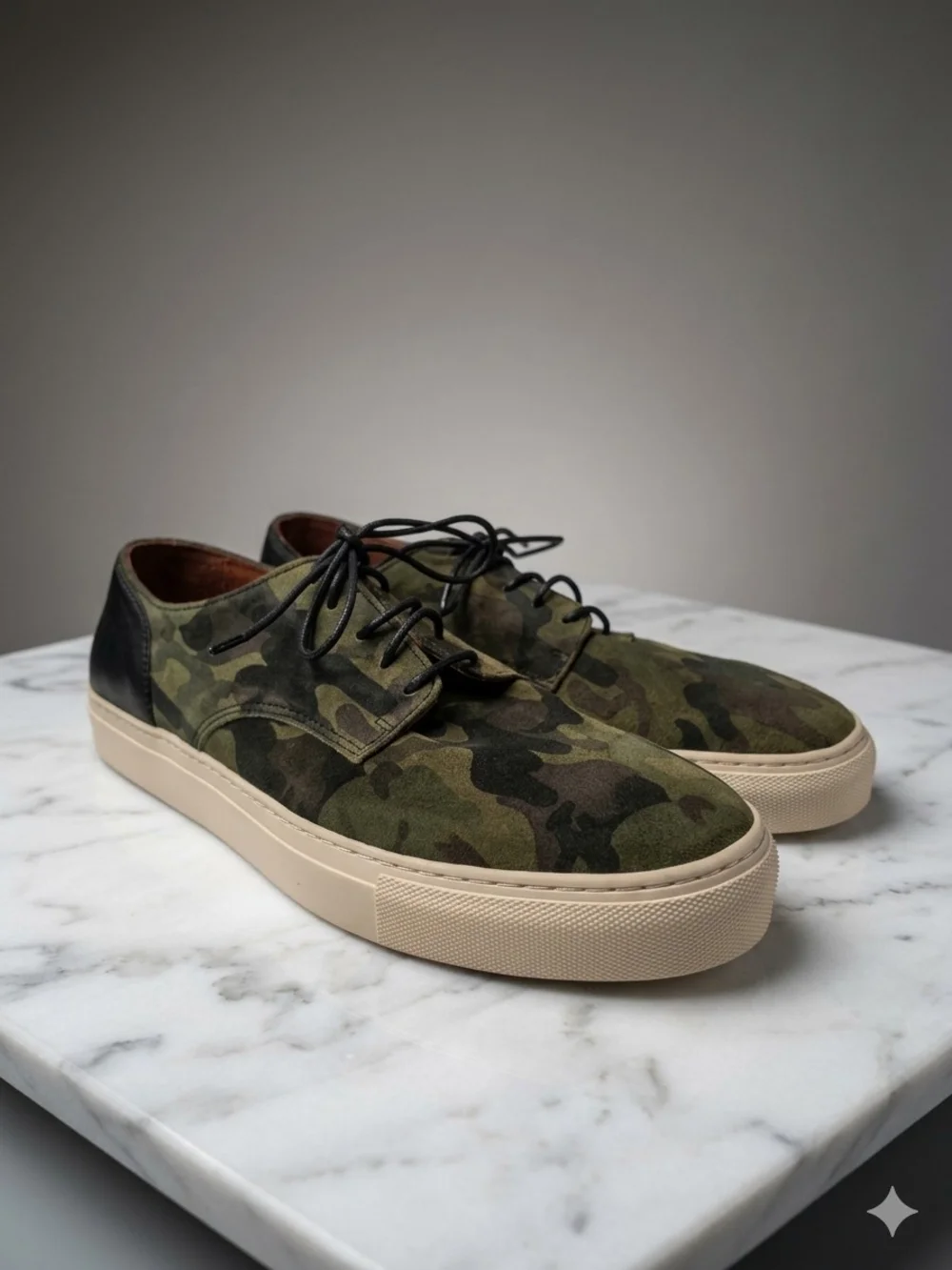 505 WAFERS Men's Suede Camouflage Derby Sneakers Made in Portugal  Size 42 US 9